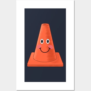 Cute smiling orange traffic cone Posters and Art